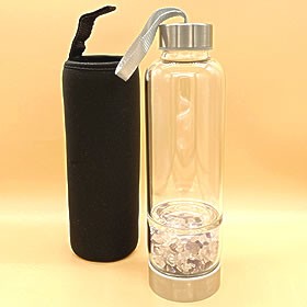 STEiNE im Web - Glas Trinkflasche mit Trommelstein Mischung zur Wasserenergetisierung 16,50 EUR*/Stk.